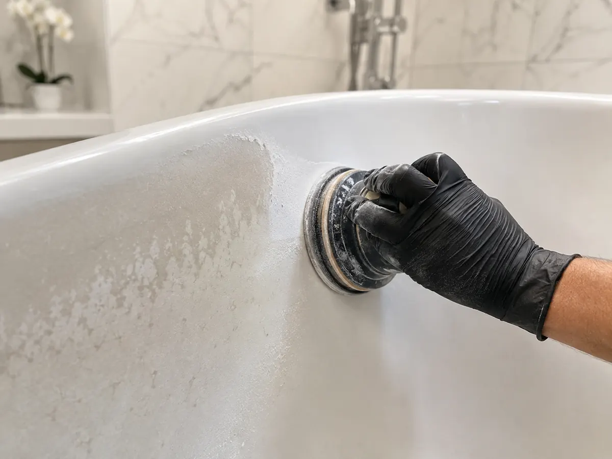 Зачистка старого покрытия ванны